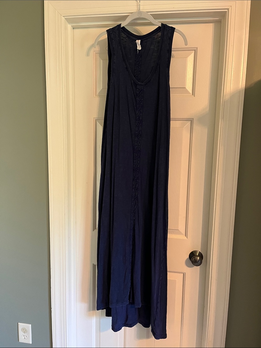Anthropologie Washed Navy Sleeveless V-Neck Maxi Dress